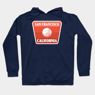 San Francisco California Retro Badge (Red) Hoodie